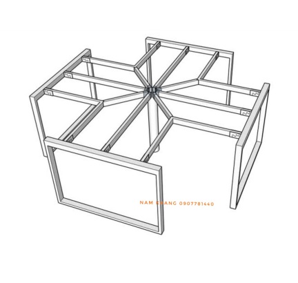 Chân 25x50 trên 50x50 khung hình chữ nhật -Bàn 4 người 4 góc